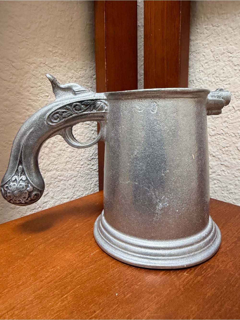 The Vintage Wilton RWP Pewter Flintlock Pistol Gun Handled Mug Stein Cup Tankard